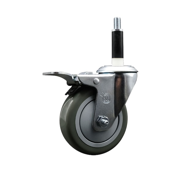 Service Caster 4'' Gray Poly Swivel 7/8'' Expanding Stem Caster Total Lock Brake SCC-EXTTL20S414-PPUB-78 - main
